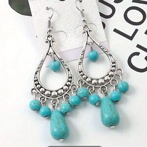 Turquoise chandelier earrings nwt